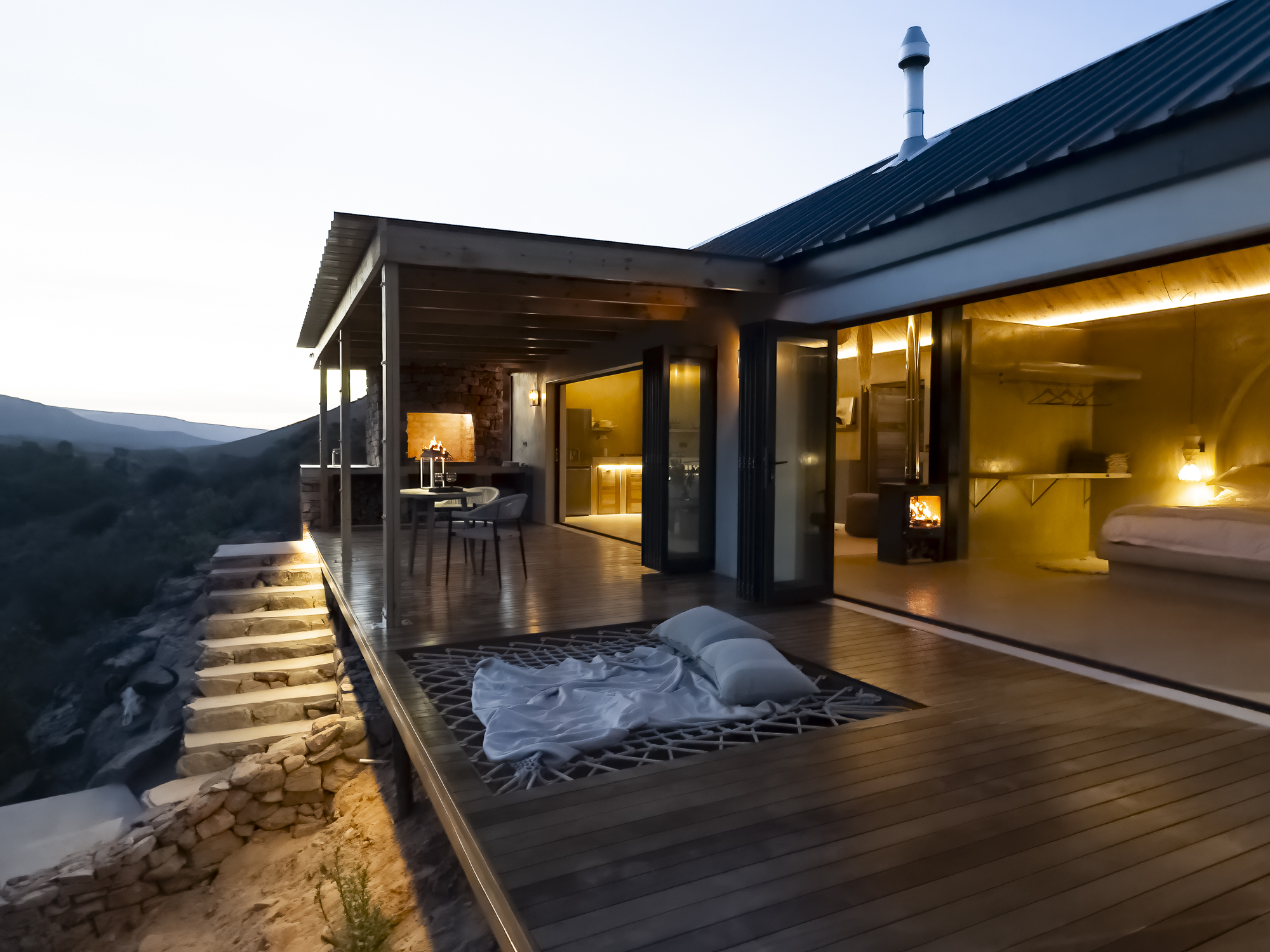 Ananda Cabin - Outside Deck at Evening